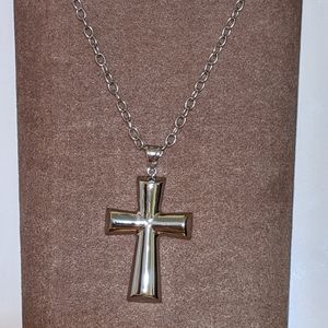 Stainless steel cross approx 2"x1" chain length approx 24"